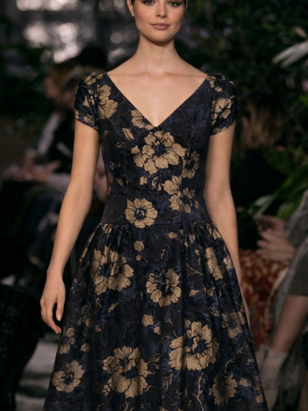Lena Hoschek Winter Garden Dress in Brocade Midnight